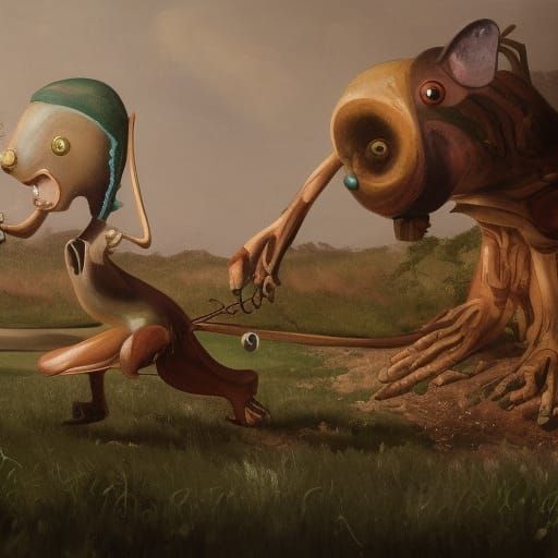 Mouse-like Aliens Play Baseball in Sci-Fi Style