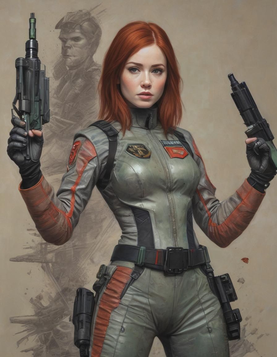 Futuristic Marine Uniform: Oil Pastel Portrait