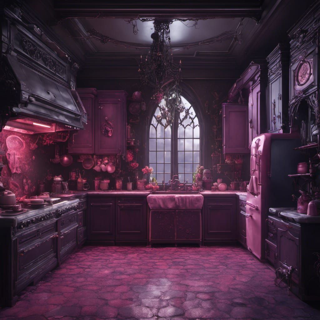 Gothic Barbie Kitchen in Detailed Matte Painting