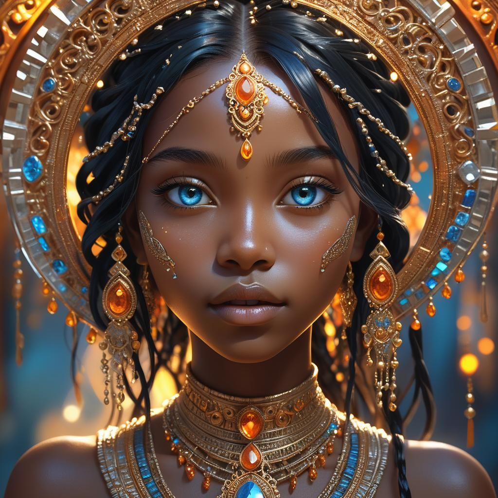 Stunning Portrait of Girl with Blue Eyes