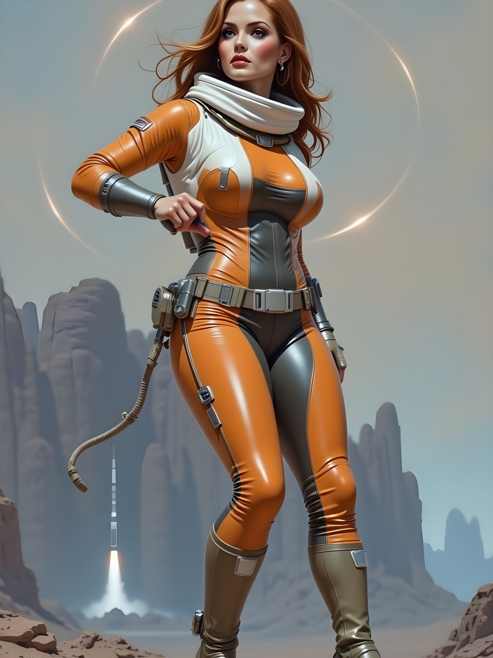 Raquel Welch as Space Soldier, Expressionist Oil Painting