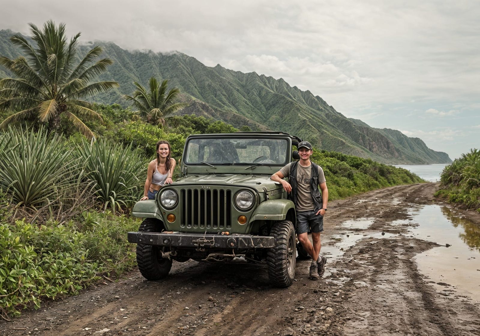 Tropical Road Trip in Hawaii: Cinematic Film Still