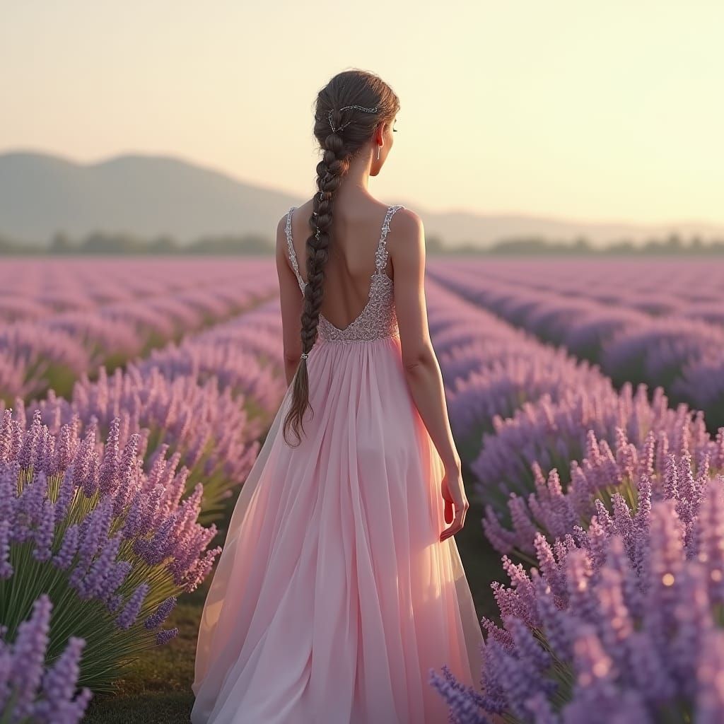 Virgo Symbolism: Woman in Lavender Field, Fantasy Art