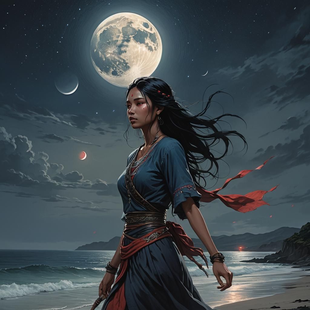 Eerie Shores: Woman Under the Two Moons
