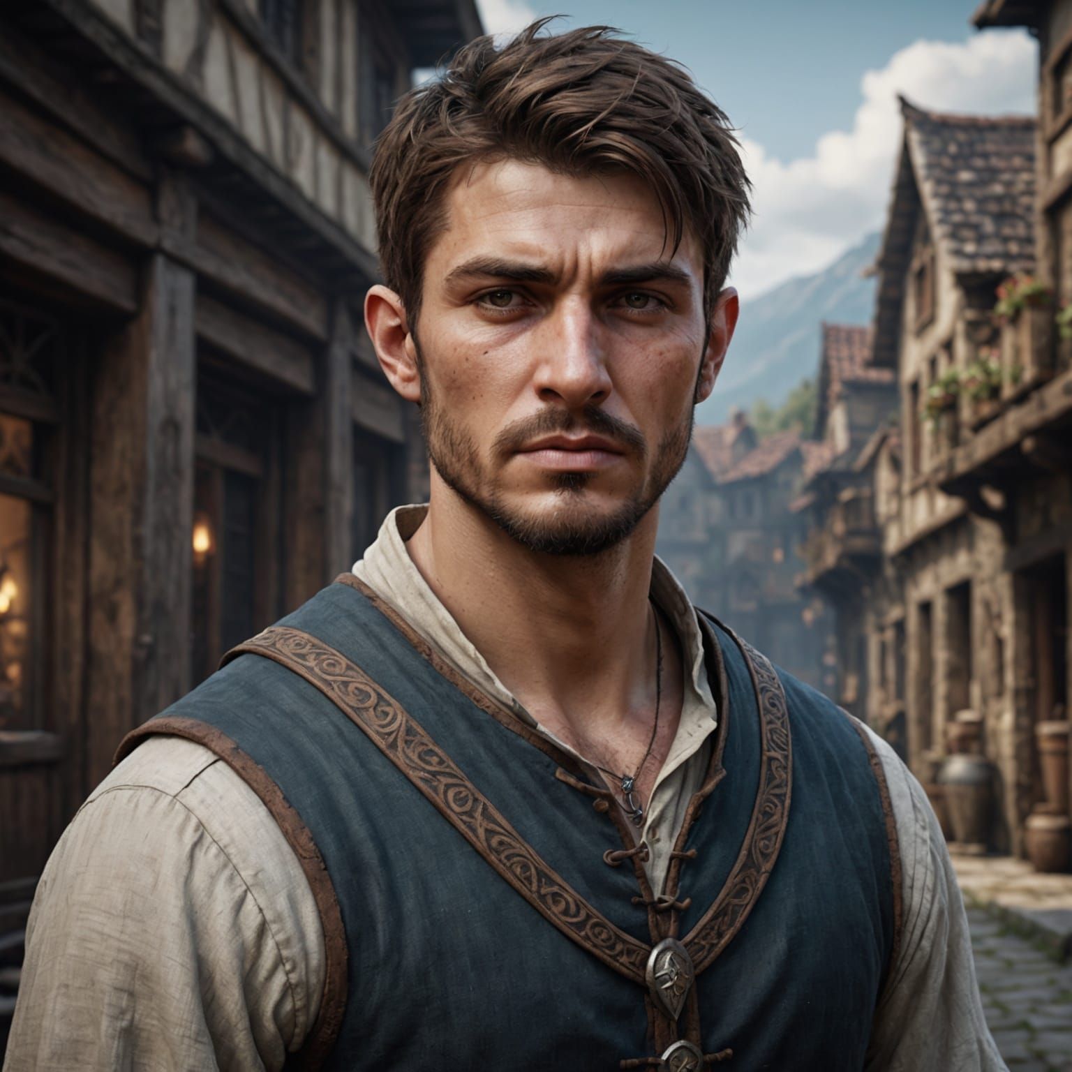 Depressed Bard in Detailed Matte Painting Style