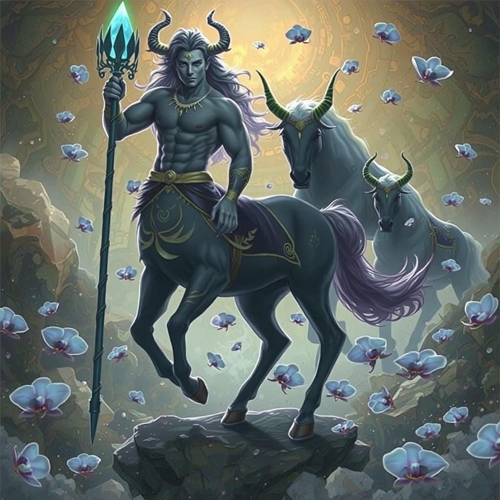 Mystical Centaur in Dimly Lit Realm as Digital Art