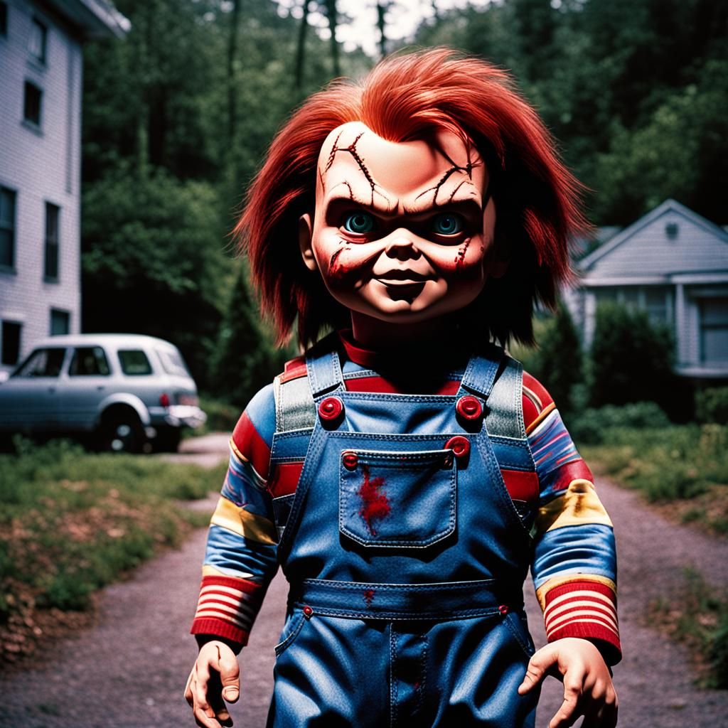 Hyperrealistic Chucky Film Still in Cinematic Style