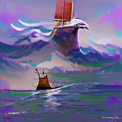 Viking Longship Sailing on Stormy Seas