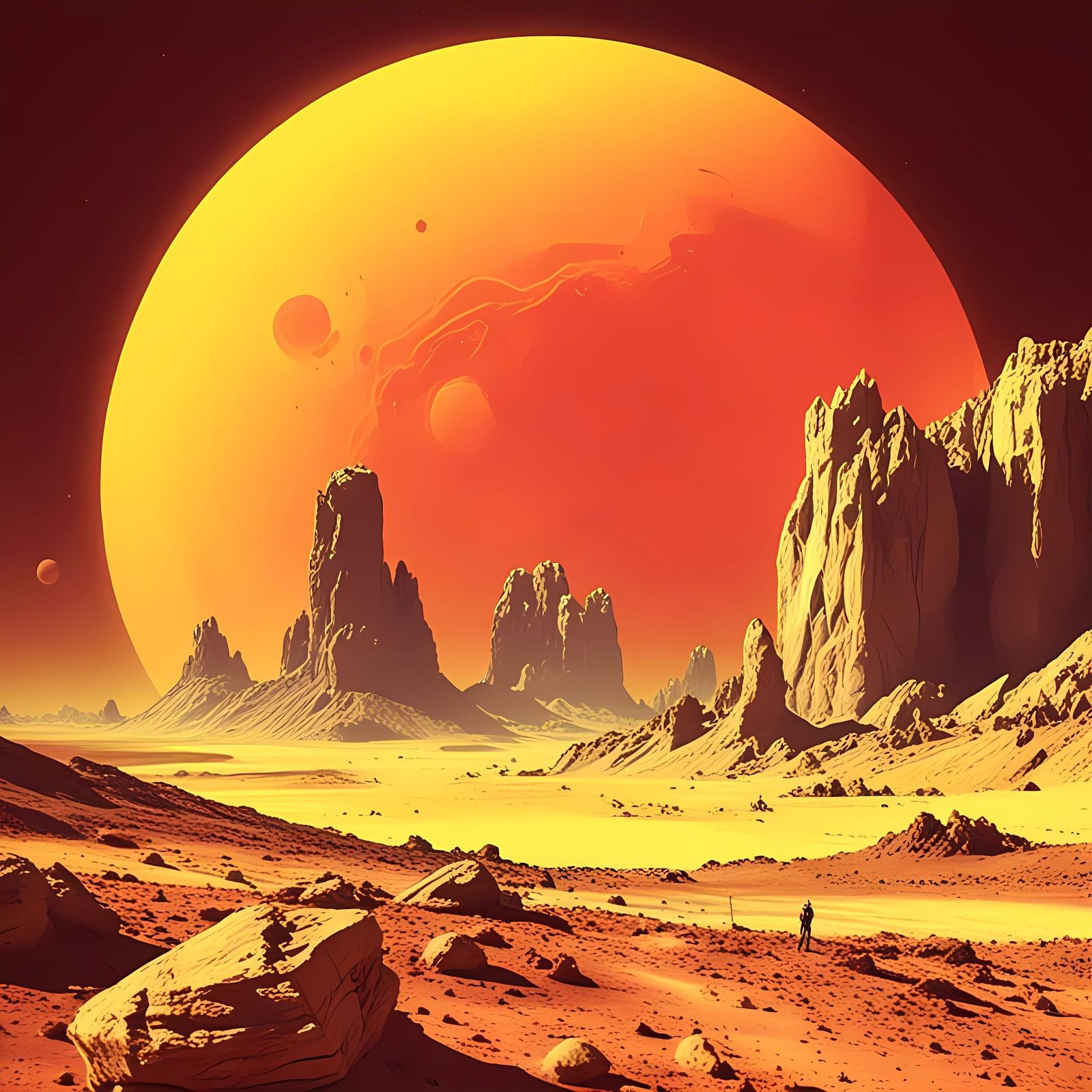 Vibrant Mars Poster in Selective Coloring