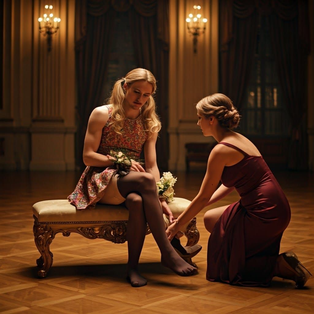 Feminine Youth in Prom Attire, Captured in Cinematic Style