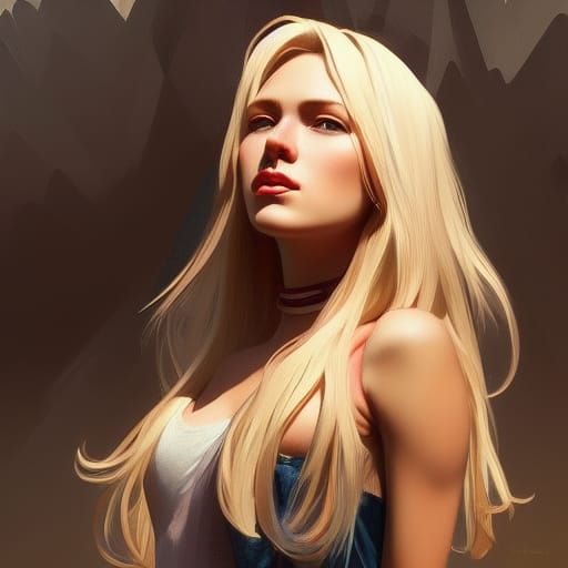 Hyperdetailed Portrait of Blonde Woman in Art Nouveau Style