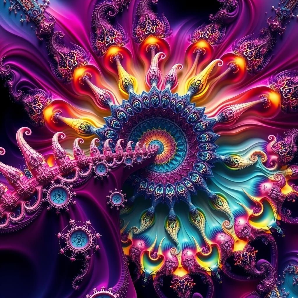 Vibrant Fractal Design with Surreal Elegance