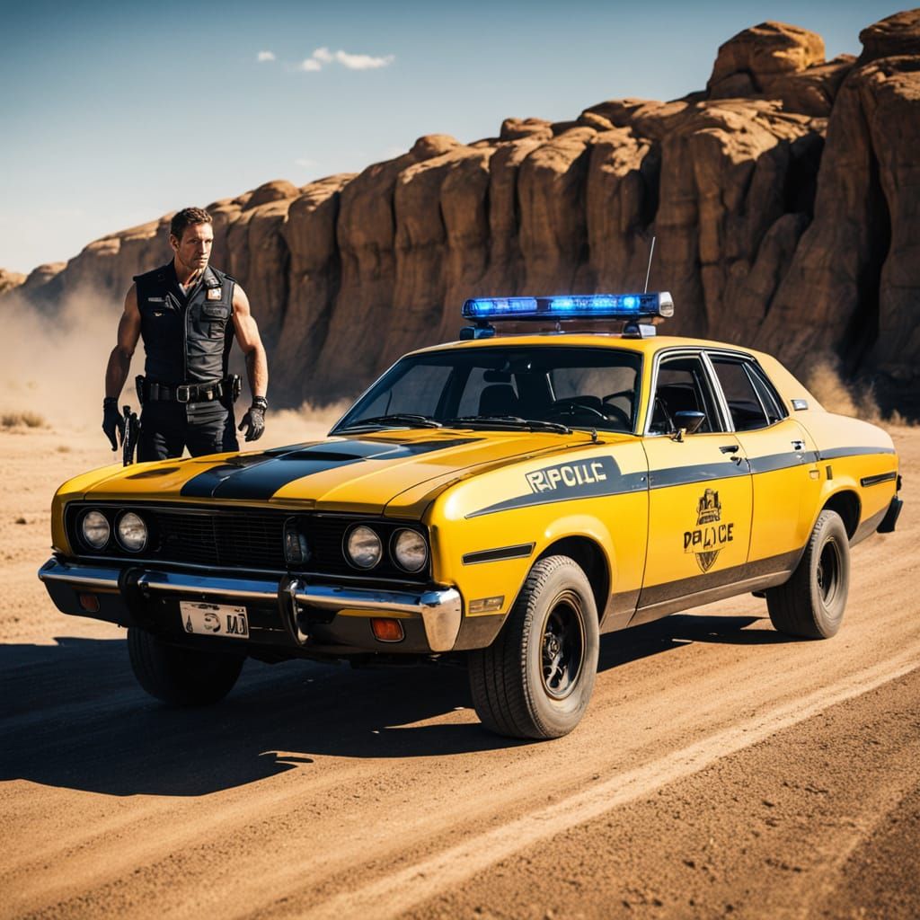 Mad Max Rockatansky with Australian Police Car