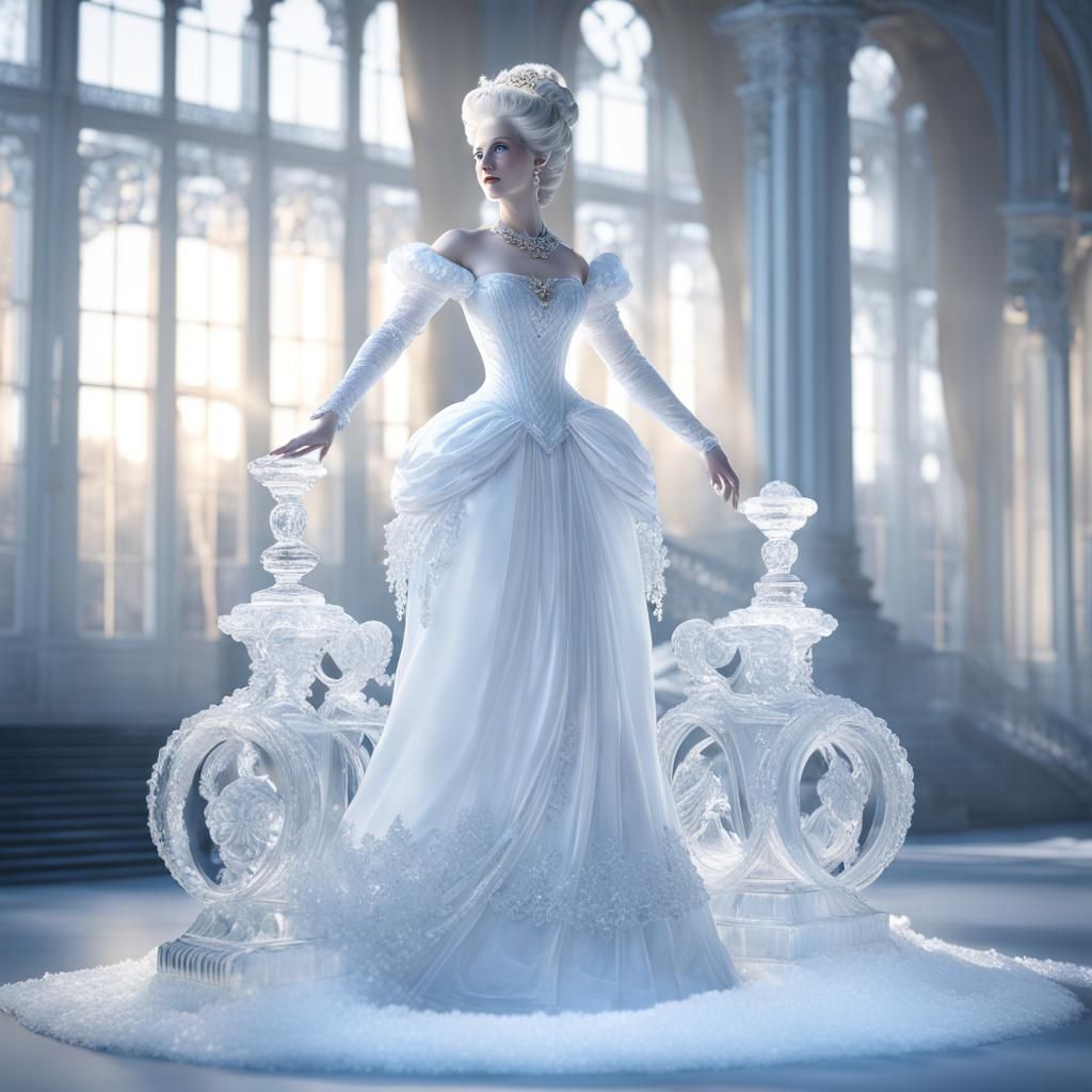 Icy Rococo: Marie Antoinette Ice Sculpture in 3D