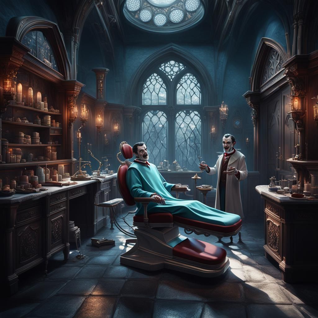 Dracula as Dentist: Detailed Matte Painting