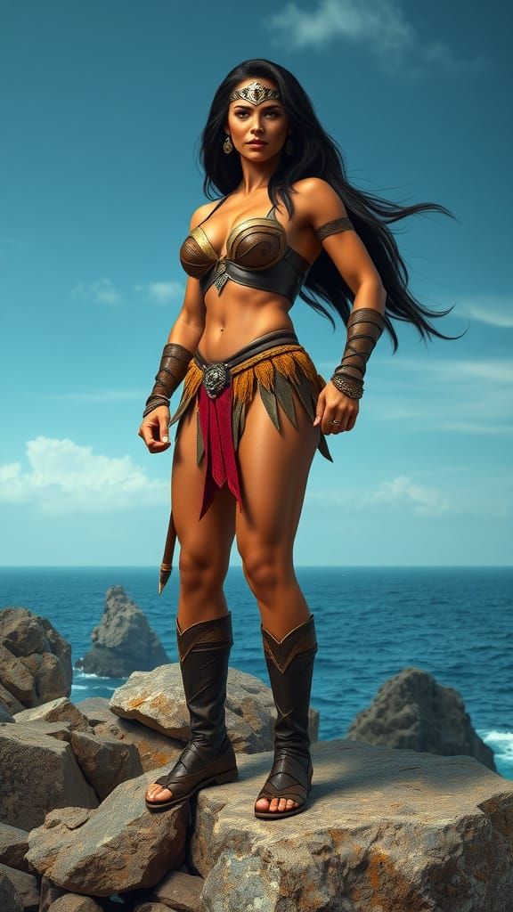 Amazon Warrior Goddess Overlooking the Sea
