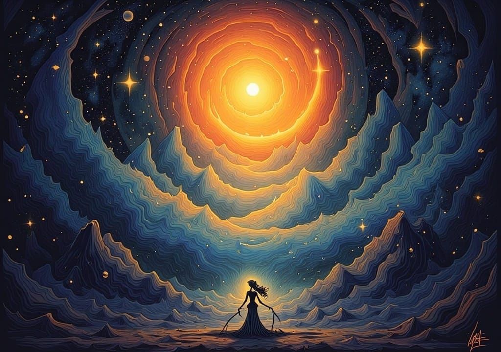 Cosmic Portal to Another Reality in Anime Style