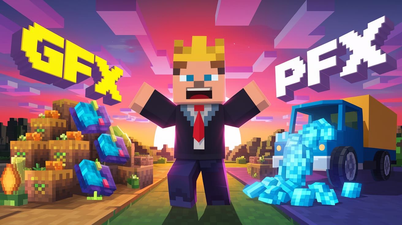 Minecraft Thumbnail: Character with Crown, Diamonds, and Tru...