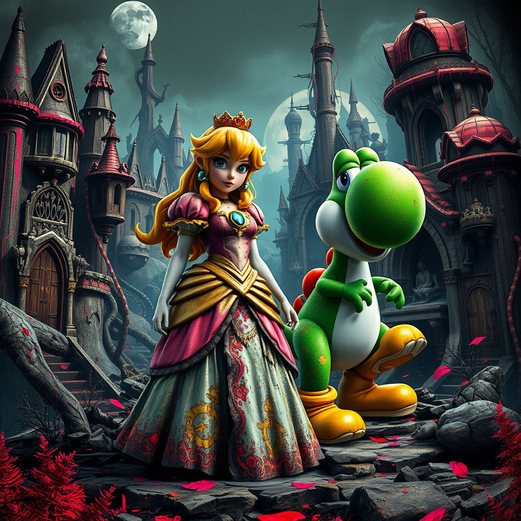 Princess Peach and Yoshi in Apocalyptic Kingdom