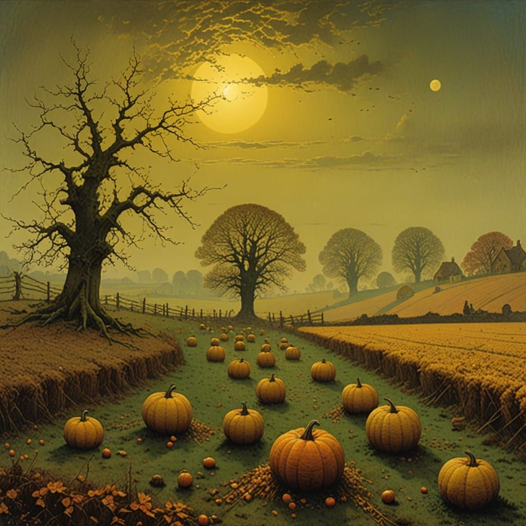Dark Autumn Harvest in Pastoral Field