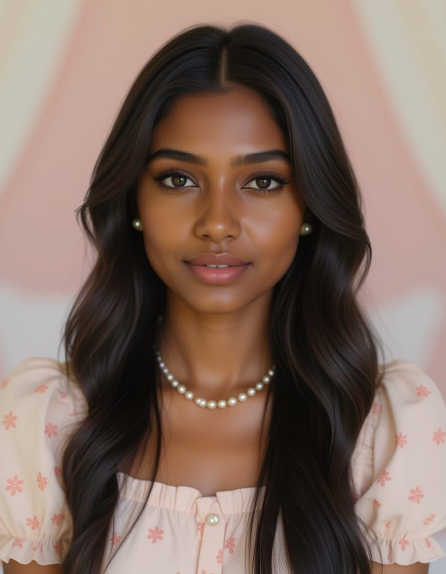 Gen Z Desi Indian Girl's Hyperrealistic Selfie in Pink Bedro...