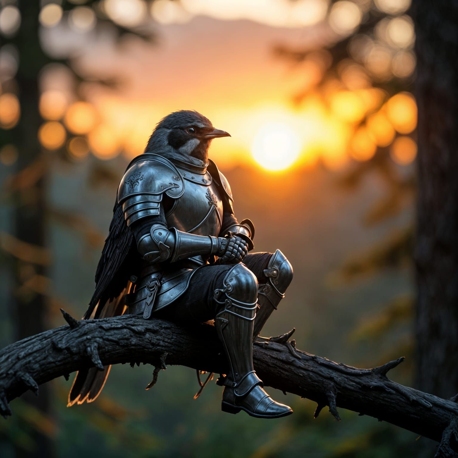 Robin Bird Paladin Knight in Silver Armor