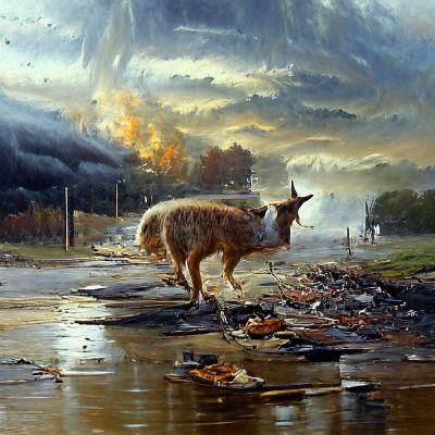 Apocalyptic Animal in Oil Painting Style