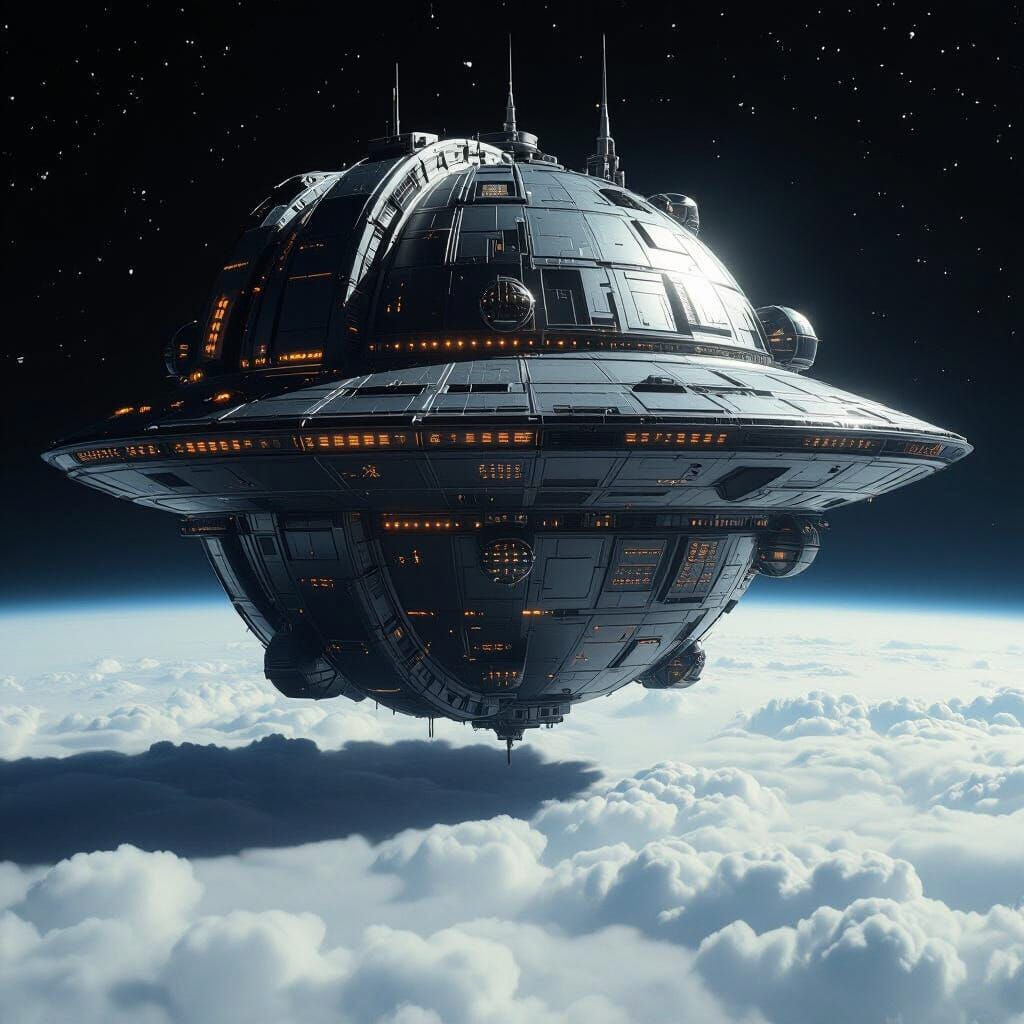 Gigantic Mothership in Deep Space: Cinematic Film Still