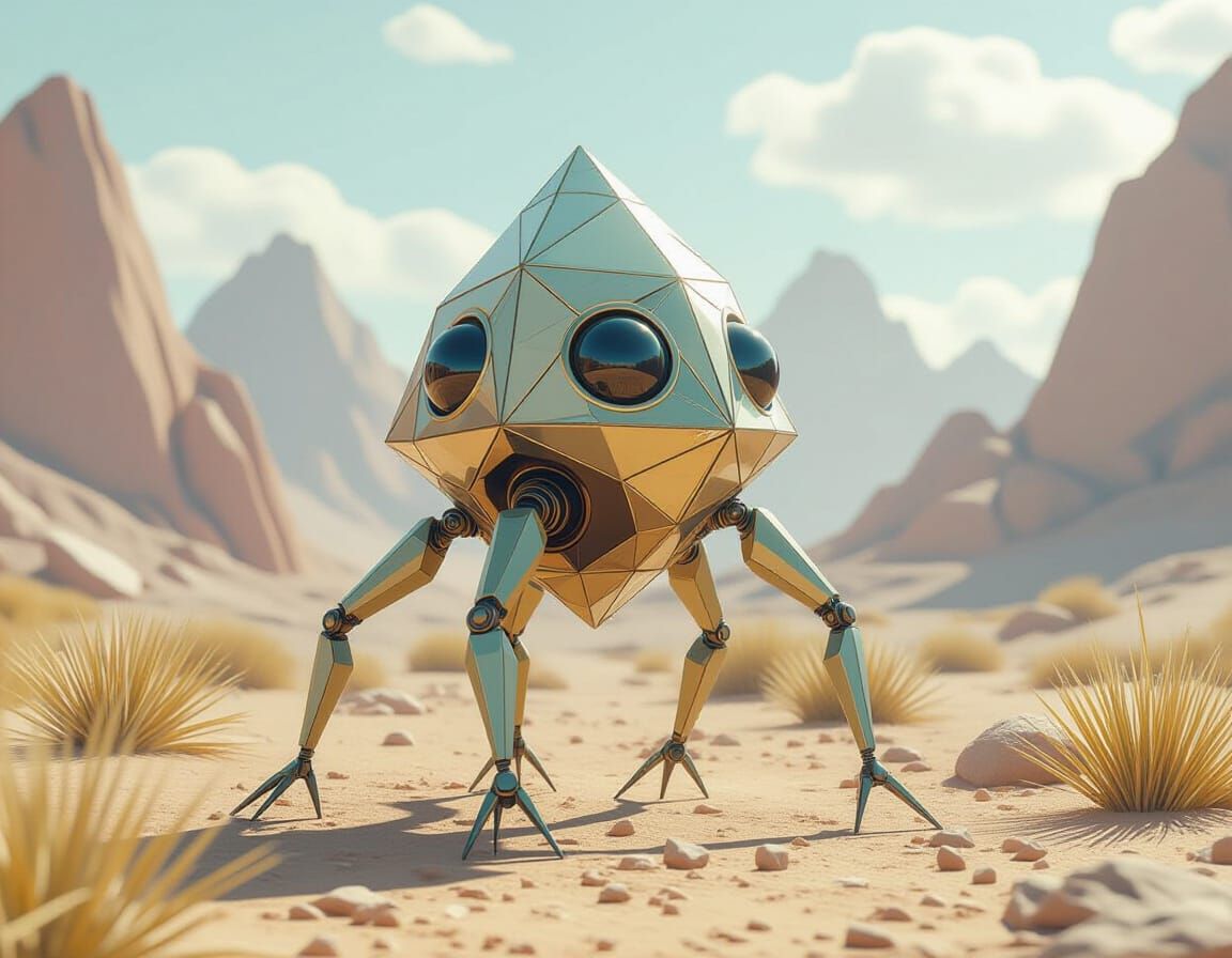 Triangular Alien Lifeform on Crystalline Planet