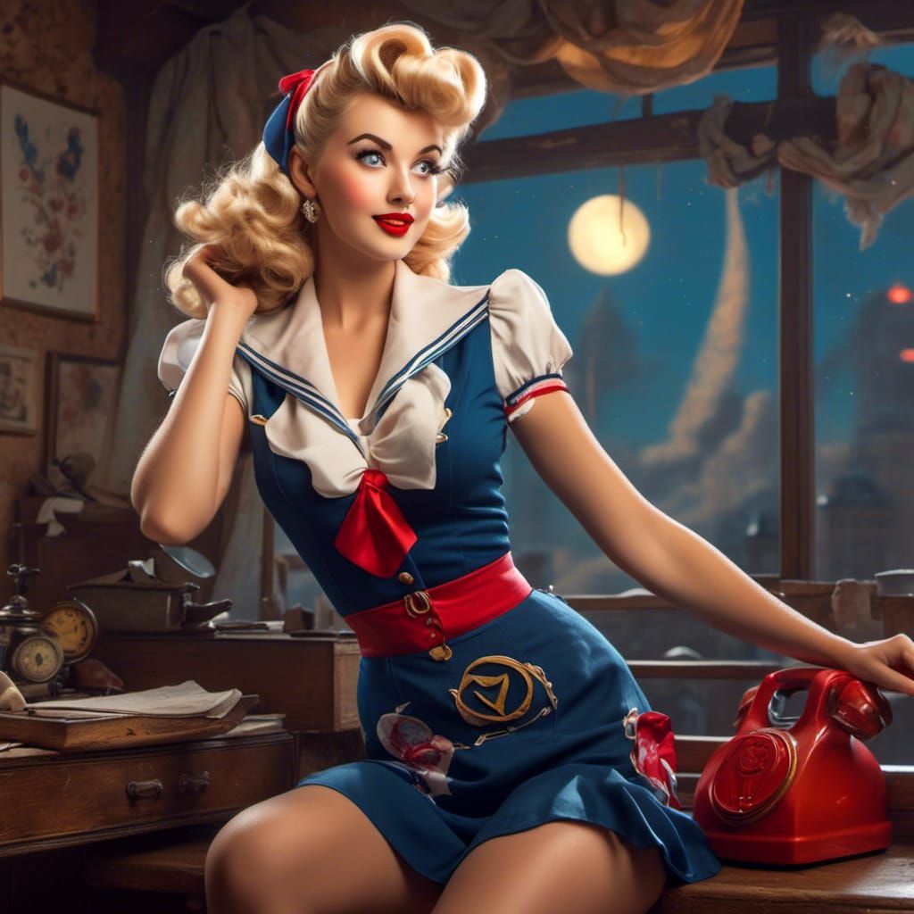 <lora:PinUpStyle:1.0> Sailor Moon as a 1940s pin-up