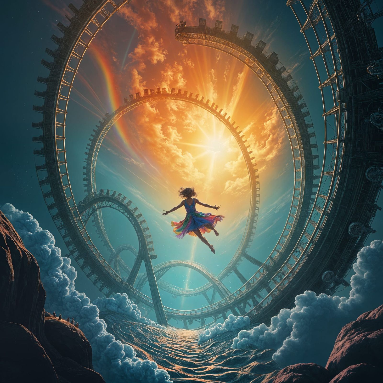 Colorful Roller Coaster of Terror and Fun