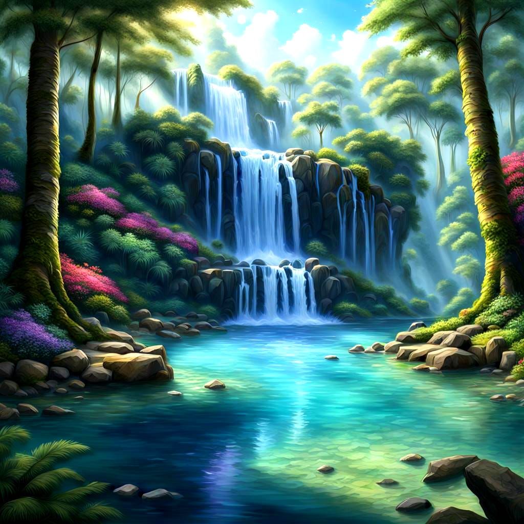 Stone Hand Waterfall in Blue Lagoon