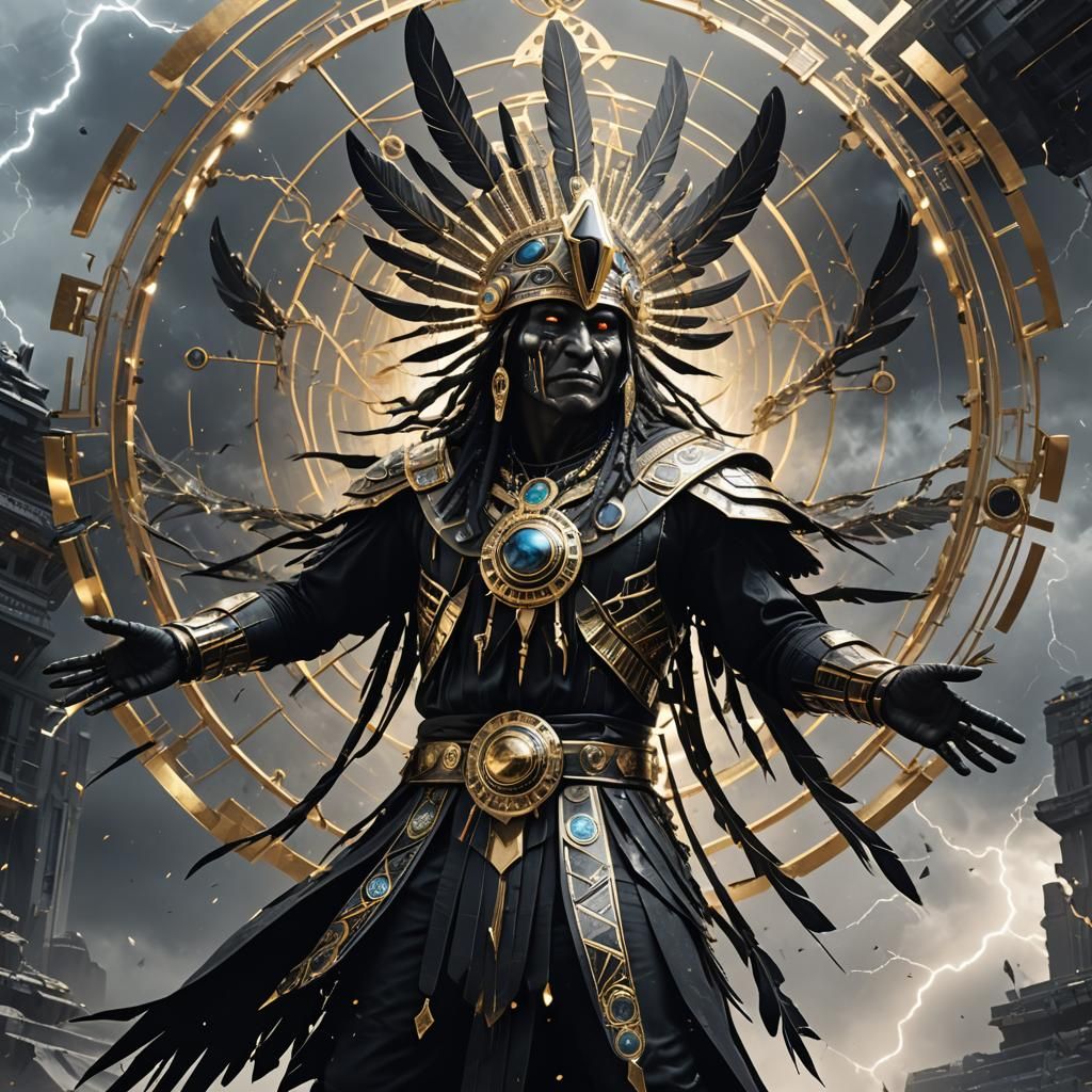 Native American Medicine Man with Obsidian Crow