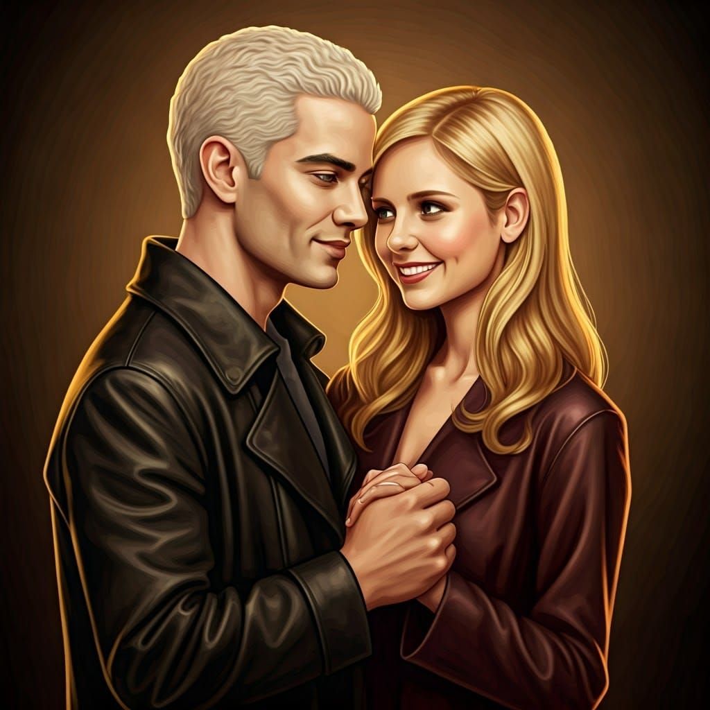 Spike and Buffy's Tender Moment in Romantic Fantasy Style