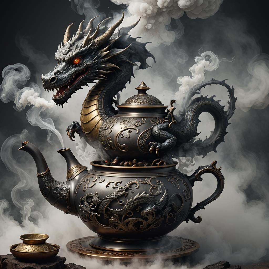 Smoke Dragon Emerges from Teapot