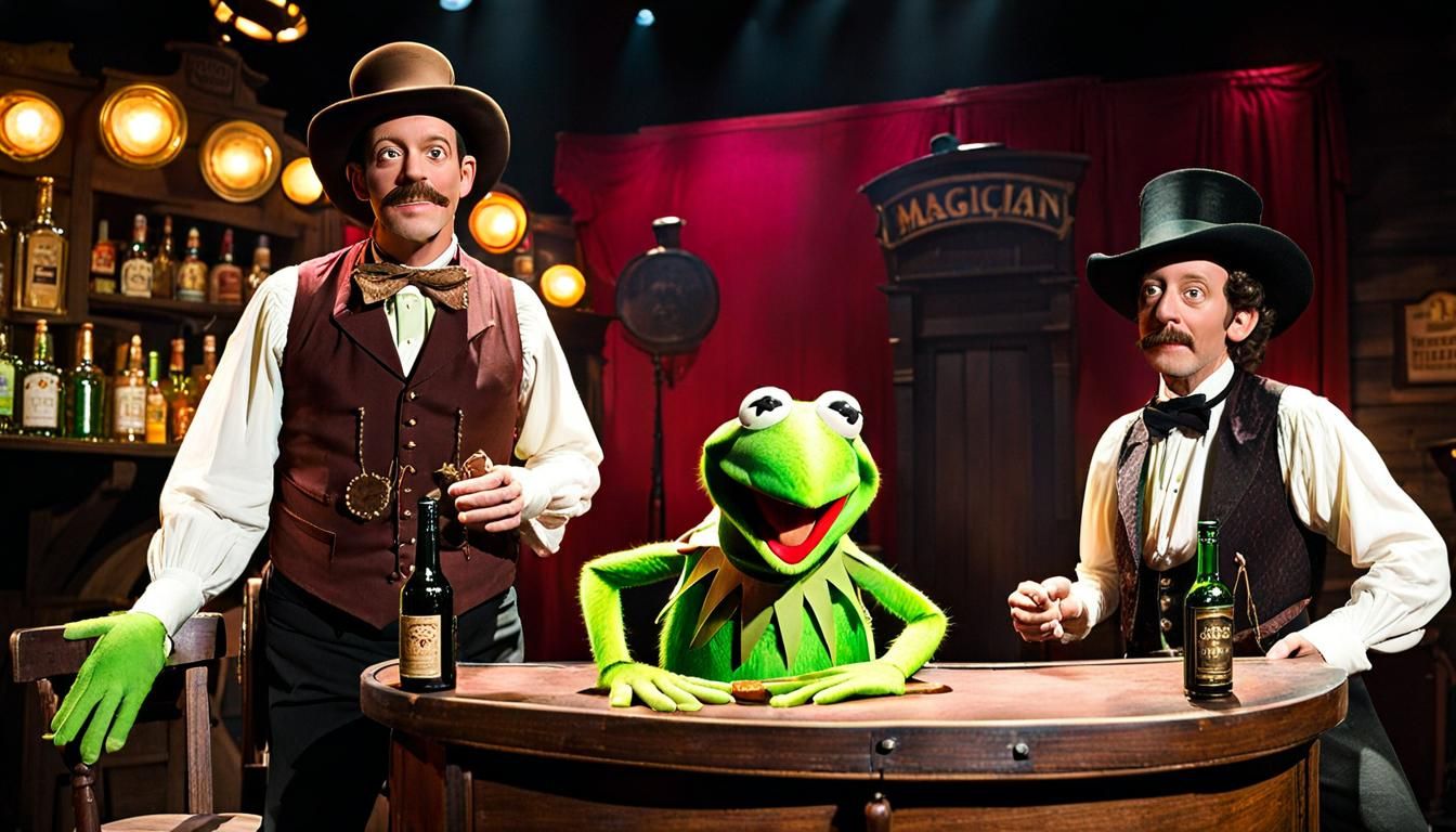 Humorous Frog Creature Saloon Fight Movie Poster