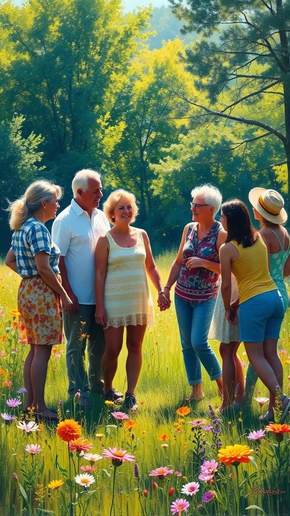 Circle of friends, holding hands in a circle
