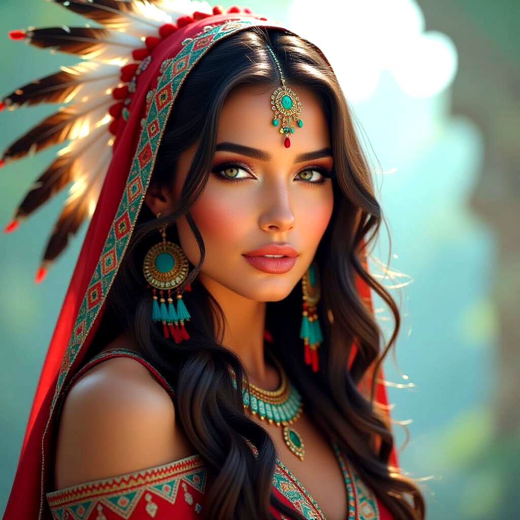 Gothic Shaman Sorceress Portrait in Hyperrealistic Style