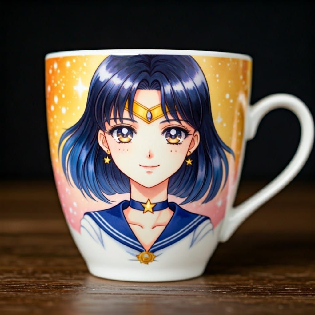 Sailor Saturn Porcelain Teacup in Anime Style