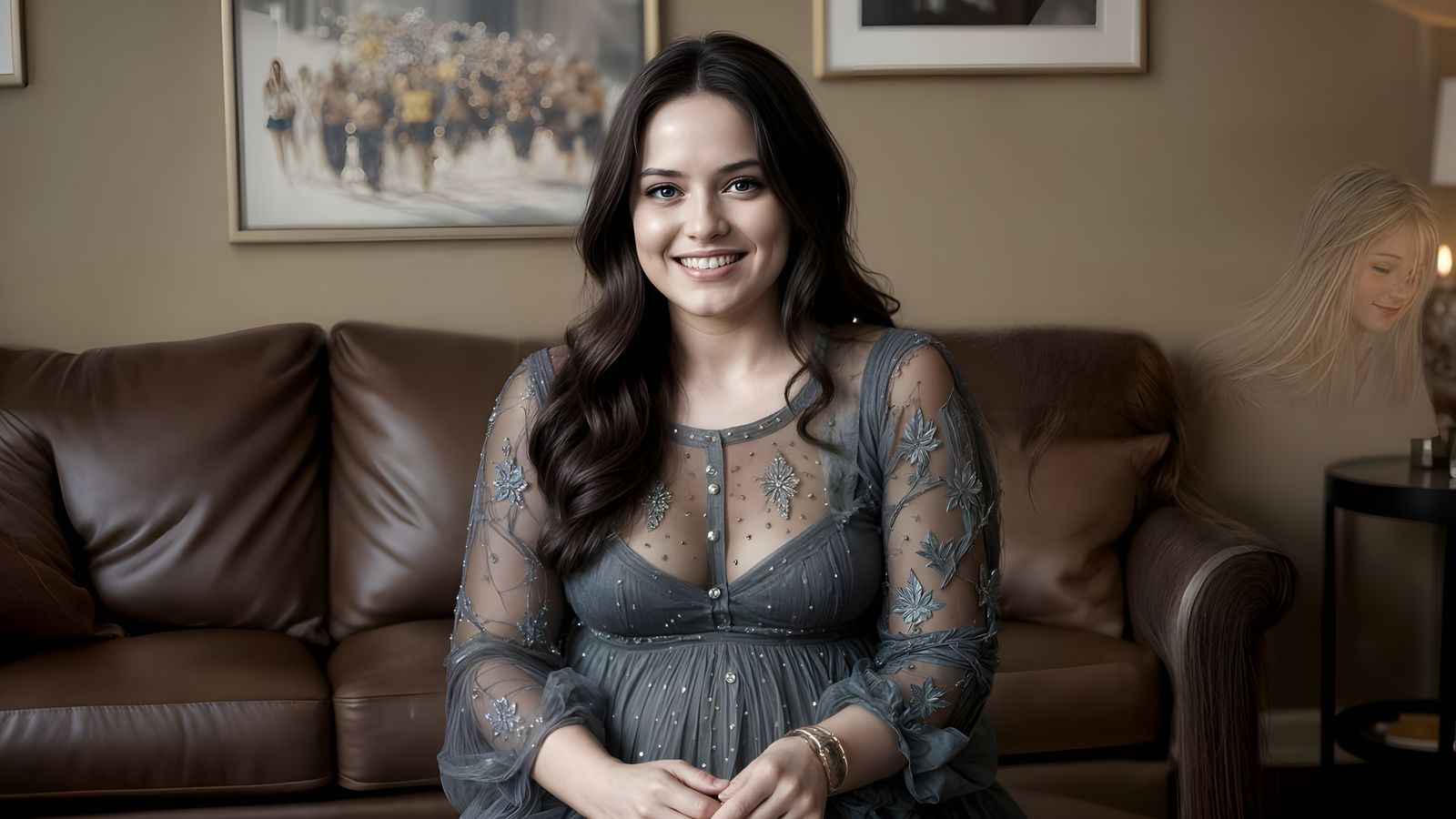 Romantic Woman Smiling with Hair Down in HD