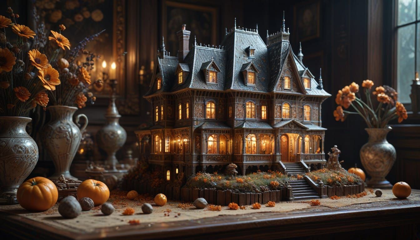 Chocolate Mansion Fairytale in Colored Pencil Style