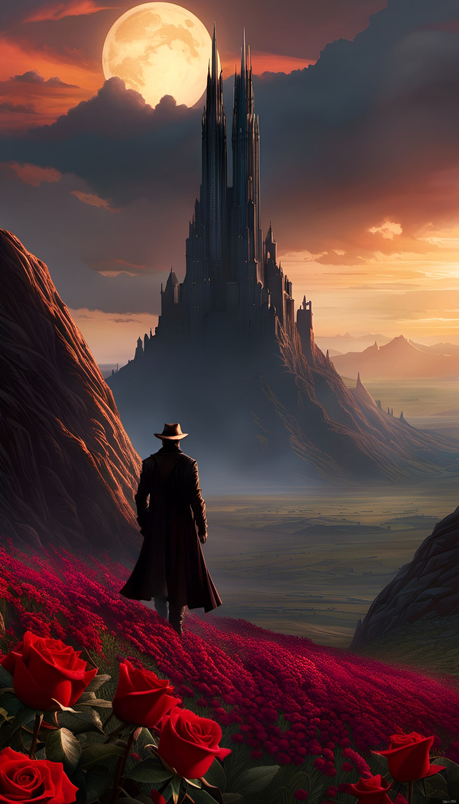 Dark Tower, Rose, and Gunslinger Digital Painting