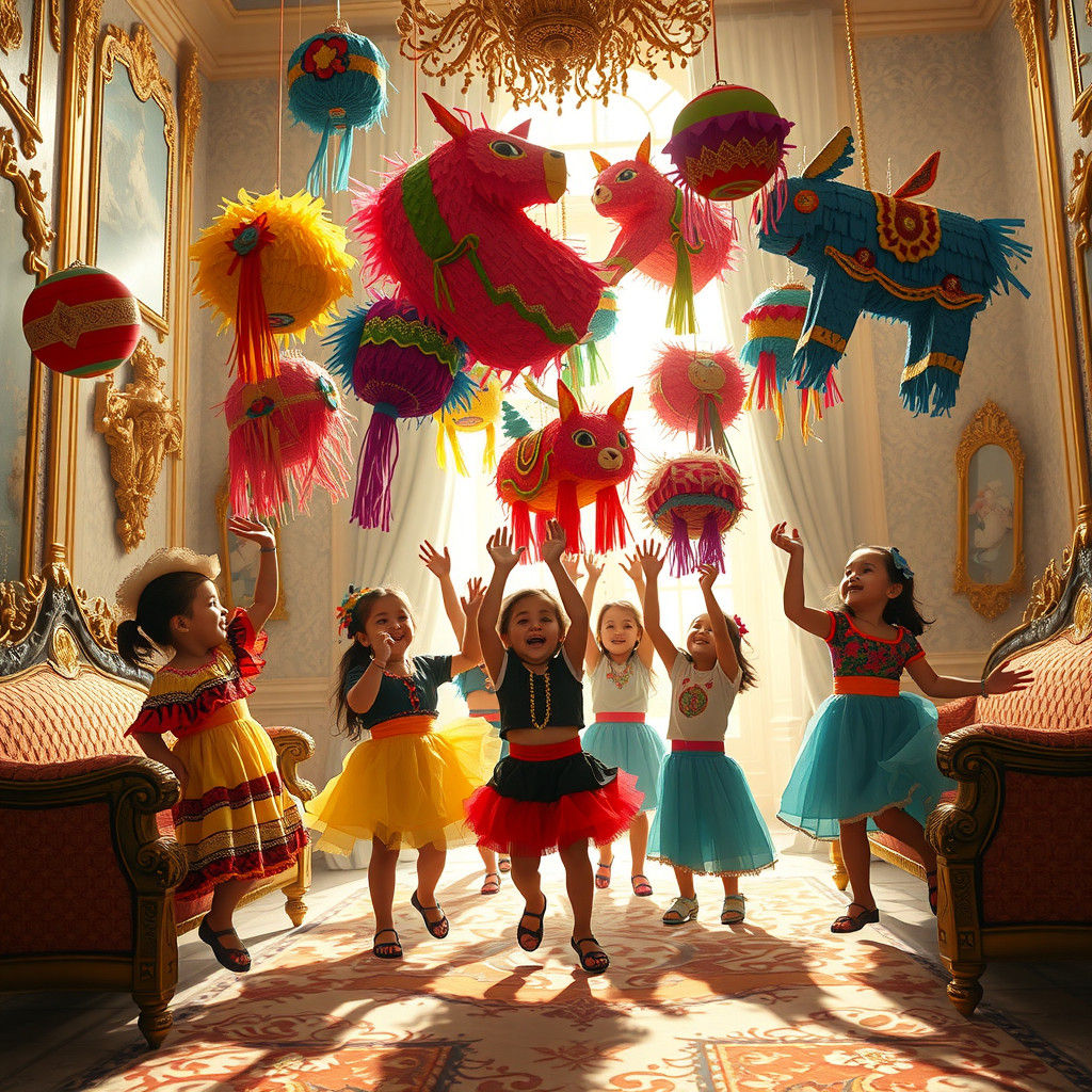 Children's Piñata Party in Baroque Setting