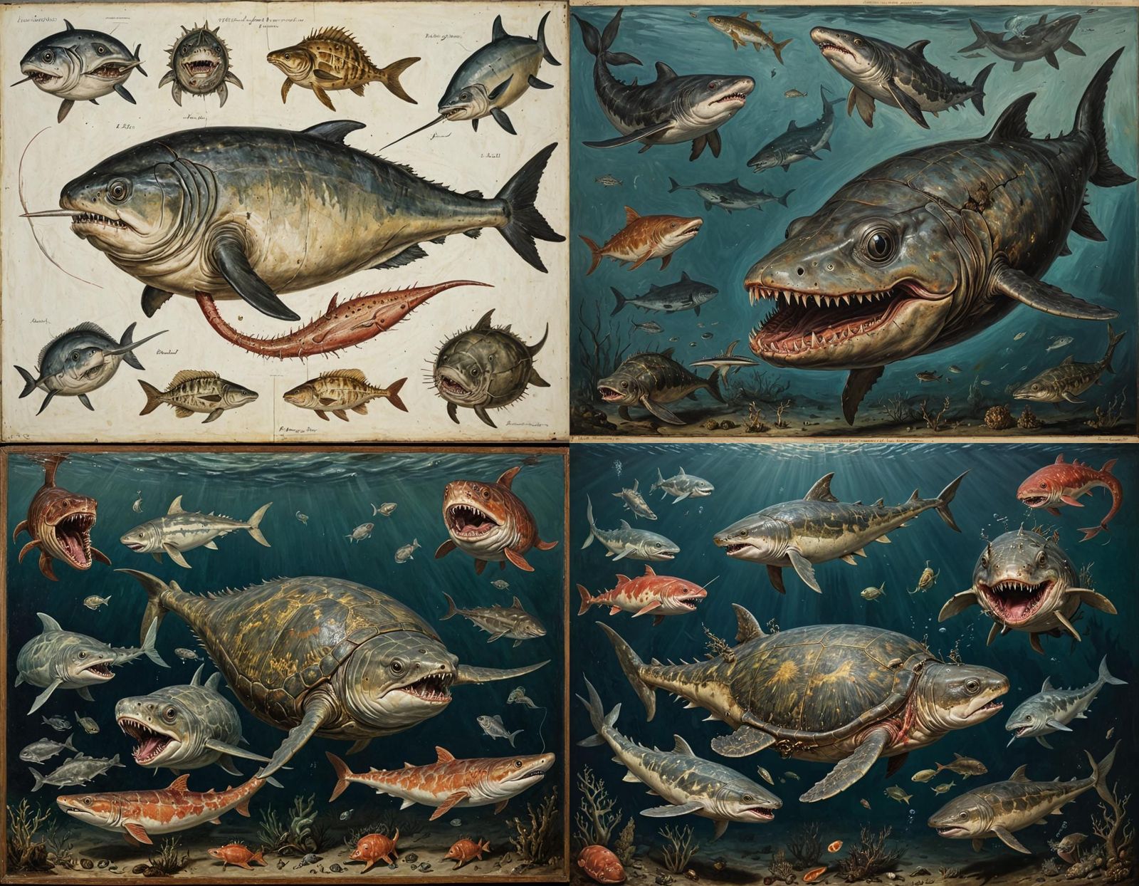 Surreal Underwater Hybrid Creature, Expressionist Style