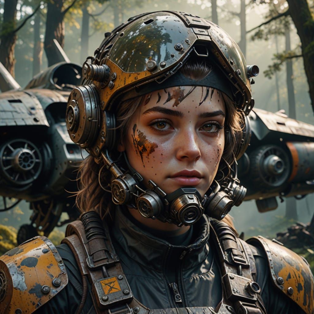 Girl in Ancient Forest Armor, Hyper-Realistic 3D Art