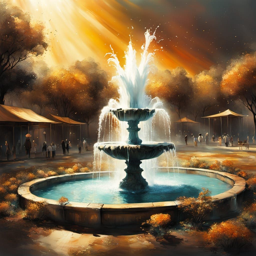 Surreal Fountain of Colored Paint in Dreamlike Style
