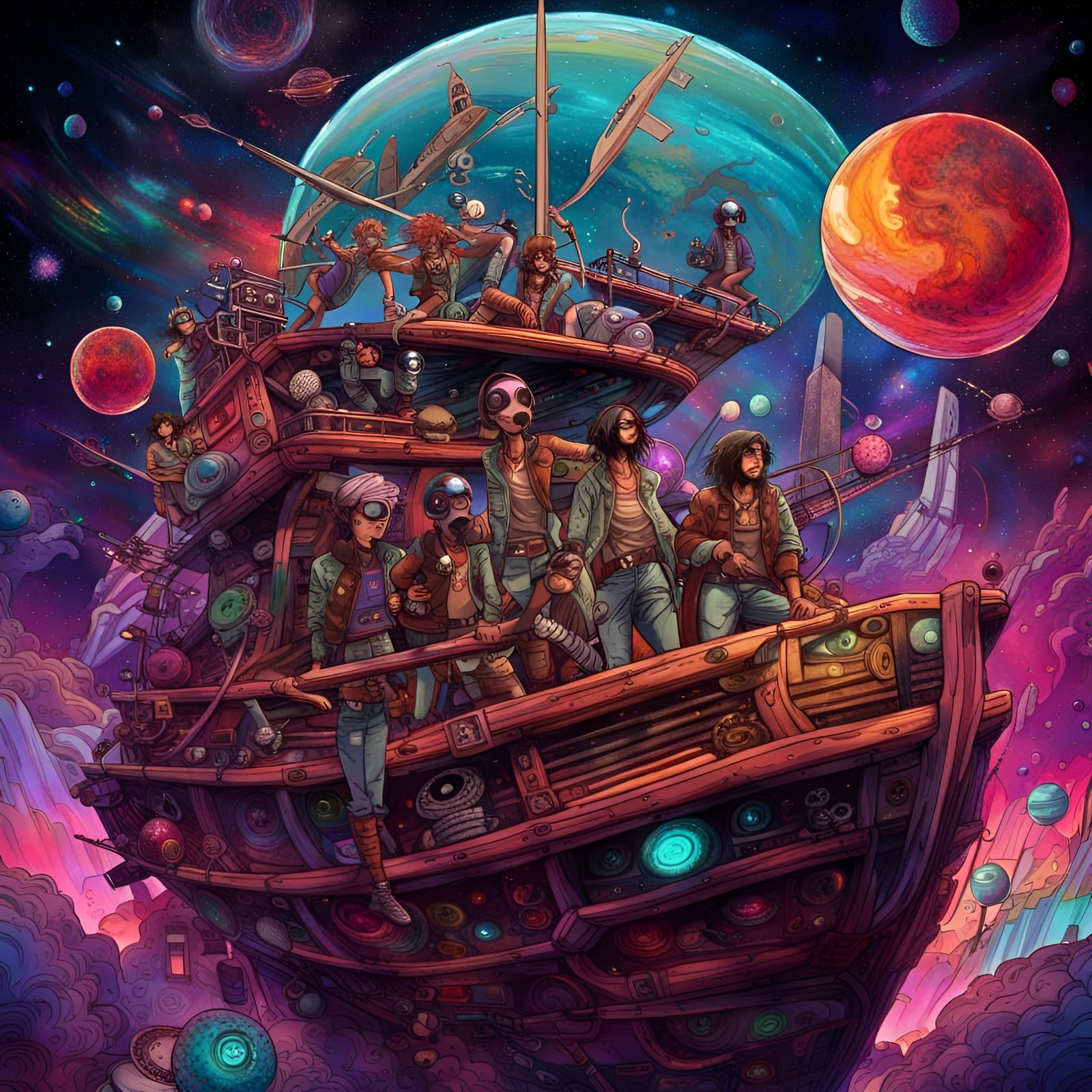 Psychedelic Space Pirates in Dystopian Futuristic Vessel