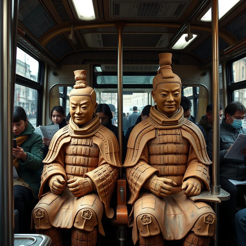 Terracotta Warriors on a Bus: Futuristic Realism