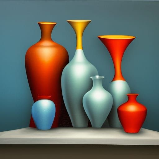 Potter Crafts Vase: Surrealist Acrylic Art