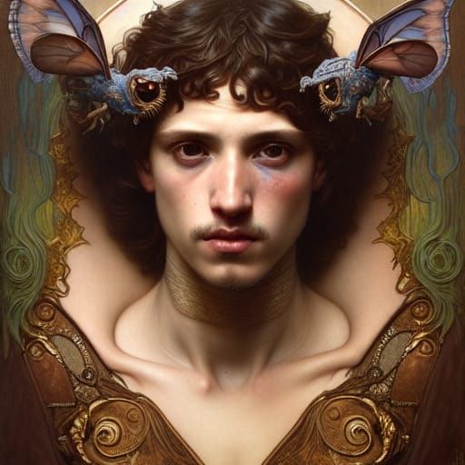 Detailed Portrait of an Eccentric Young Man in Rococo Style
